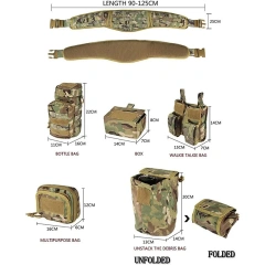 Adjustable Outdoor Multi Function Tactical Duty Belt Premium Lightweight Detachable Comfort Utility Belt With Tool Pouches  Sport enthusiasts Quick-release Buckle Modular Equipment Tactical Belts Multifunctional Oxford Camping tactic Waist Belt