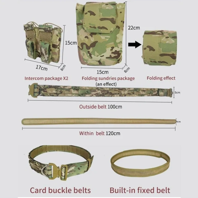 Outdoor Adjustable Tactical Practical Belt High Density Material Sets Duty Belts Utility Tactical Belts with Accessories Pouches  Wear-resistant Lightweight Fashionable Multifunctional Tactical Belt Durable Men's Canvas Ratchet Belt