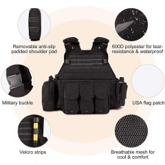 600D Polyester Training Vest Lightweight Outdoor Assault Training Vest Adjustable Breathable Training Vest for Adults  Training outdoors Breathable Vest Adjustable Assault Training Paintball Vest Triple high-quality Training durable adjustable Vest