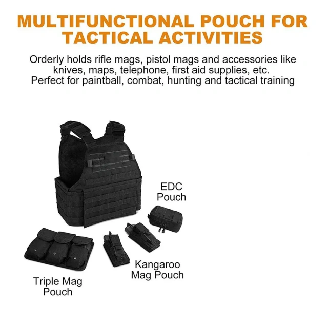 600D Polyester Training Vest Lightweight Outdoor Assault Training Vest Adjustable Breathable Training Vest for Adults  Training outdoors Breathable Vest Adjustable Assault Training Paintball Vest Triple high-quality Training durable adjustable Vest