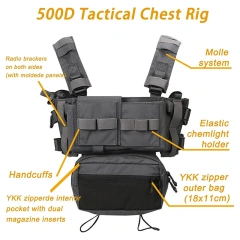 Tactical Molle Chest Rig with Mag Pouches Modular Micro Tactical Chest Rig Nylon Tactical Vest for Hunting Training Customized Tactical Chest Rig Equipment Gear Camo Tactical Vest Rig Heavy Duty Tactical Chest Harness MOLLE Rig