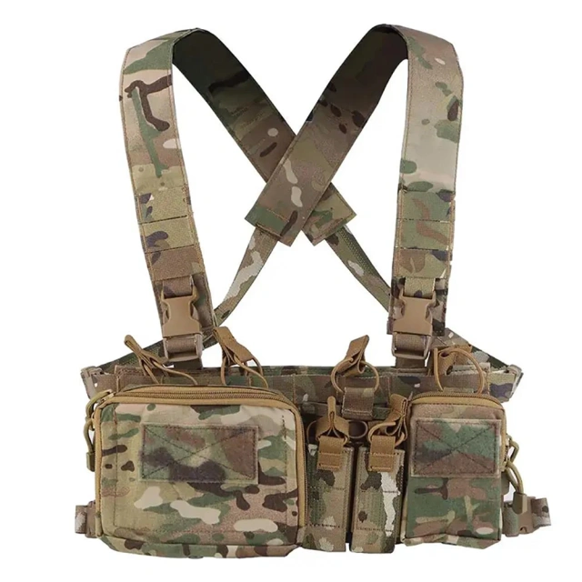 Outdoor Tactical Chest Rig for Hunting Lightweight Tactical Chest Vest with Mag Pouch Tactical Modular Chest Rig Customized Field Equipment Tactical Vest Detachable Tactical Chest Rig Good Quality Camouflage Tactical Vest Rig