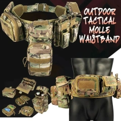 Tactical Waistband Hunting Waist Security Gadget Pouch Waist Bag with Pouches Multi Functional Carrying Equipment Belt  Adjustable Detachable Camouflage Tactical Waist Wrap Set Multi-functional Outdoor Combination Belt Accessory Package Set