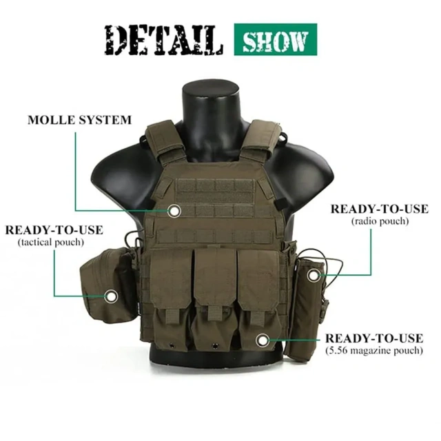 High Quality Breathable Wholesale Outdoors Tactical Vest Breathable Tactical Training Vest High Quality Training Hunting Vest Training Vest assault Vest Outdoor Multi-Function stab-proof Sports EVA Thick