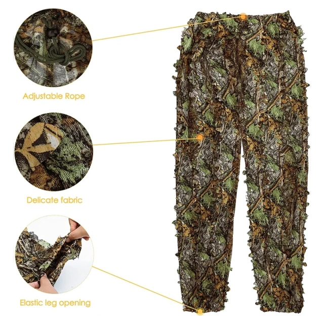 High Quality Outdoor Ghillie Suit Adult 3D Leafy Camouflage Clothing Camo Hunting Suit for Outdoor Game Ghillie Suit Outdoor Ghillie Suit Hunting Suits Pants 3D Leaf Camo Camouflage Coveralls Youth Adult Training Lightweight Clothes