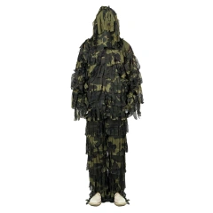 Lightweight Jungle Ghillie Suit for Outdoor Woodland Camo Suit Made of Mesh Fabric Outdoor Hunting Clothing Ghillie Suit Professional Outdoor Camouflage Clothing Hunting Mesh Suit for Outdoor Activities