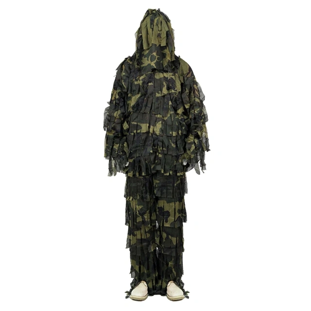 Lightweight Jungle Ghillie Suit for Outdoor Woodland Camo Suit Made of Mesh Fabric Outdoor Hunting Clothing Ghillie Suit Professional Outdoor Camouflage Clothing Hunting Mesh Suit for Outdoor Activities