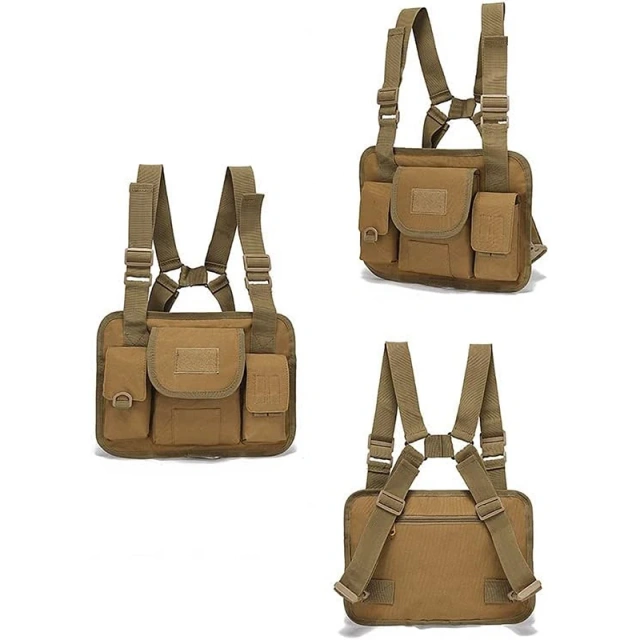 Outdoor Sports Gear Tactical Chest Rig Multi-Functional Tactical Vest ACU Tactical Chest Rig Pouch with Strap Heavy Duty Tactical Gear Chest Rig Bags for Outdoor Camouflage Tactical Vest Outdoor Tactical Chest Rig