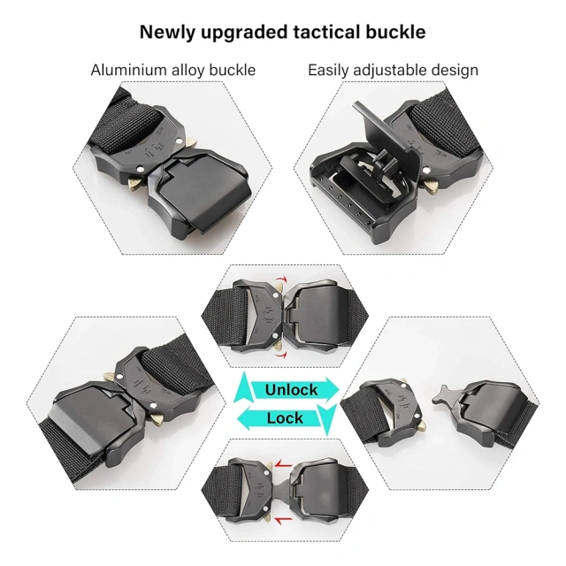 Wholesale Tactical Belt Hiking Rigger Nylon Web Work Belt with Heavy Duty Quick Release Buckle Tactical Belts  Security Tactical Duty Belt Modular Equipment Hunting Game Versatile Utility Adjustable Accessories Belt With Tool Pouches