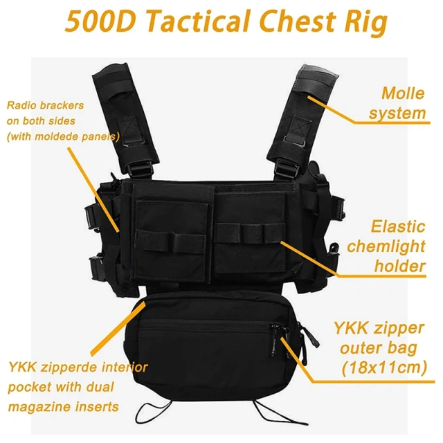 Nylon Tactical Molle Chest Rig with Mag Pouches Modular Micro Tactical Vest for Hunting Training Tactical Molle Chest Rig with Mag Pouches Modular Micro Tactical Chest Rig Nylon Tactical Vest for Hunting Training