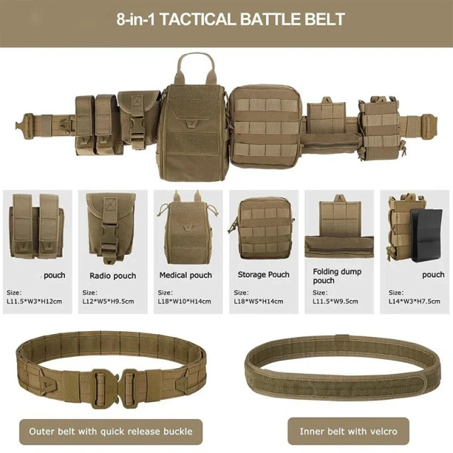 Tactical Belt with Pouches Accessories Hunting Utility Belts for Outdoor Multifunctional Wear-resistant Tactical Belts  Wear-resistant Lightweight  Ratchet Belt Men Nylon Web multifunctional Tactical Belt with Automatic Slide Buckle