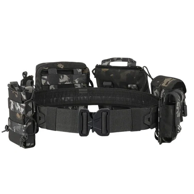 High Quality Adjustable Mountaineering Multifunctional Tactical Waist Bag Quick-release Buckle Camouflage Belt With Pouches  Wholesale Men Casual Golf Web Belt Jeans with Automatic Adjustable Buckle Tactical Nylon Men Waist Belt