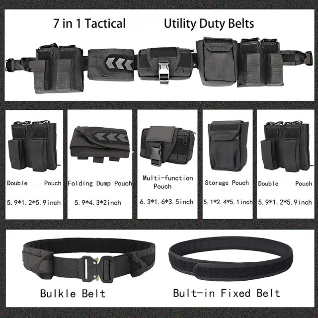 Mountaineering Tactical Sport Enthusiasts Belt Multifunctional Quick Release Rigger Belt Heavy Duty Training Belts for Men  Nylon Utility Belt with Multiple Storage Pocket Fast Release Buckles Adjustable Hiking Camping Outdoor Sport Tactical Belt