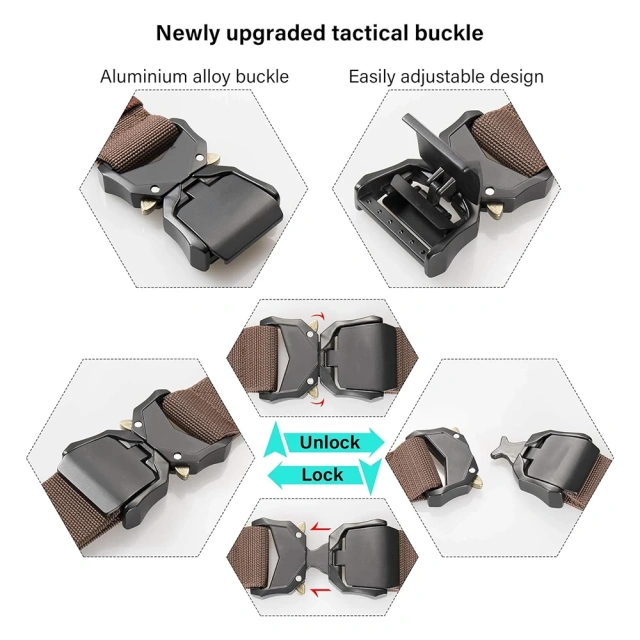 Sports Training Tactical Hiking Rigger Nylon Web Work Belt with Heavy Duty Quick Release Buckle Tactical Belt  Fashionable High Quality Outdoor Black Hunting multifunctional Tactics Storage Bag Durable Hiking Duty Security Tactical Belt