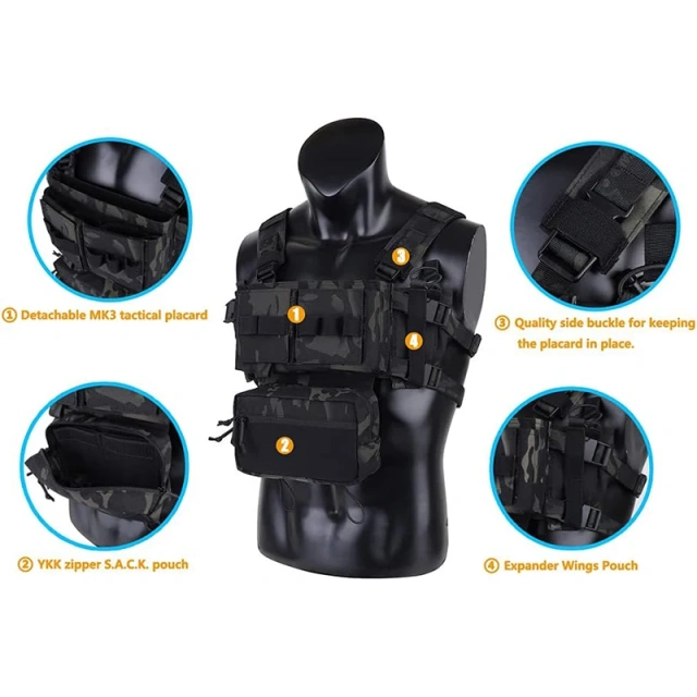 Hot Selling Tactical Gear Chest Rig Tactical Micro Chest Rig Heavy Duty Tactical Chest Rig Vest for Outdoor Hot Sale Tactical Chest Rig Vest Outdoor Hunting Tactical Chest Rig Adjustable Chest Rig with Pouches