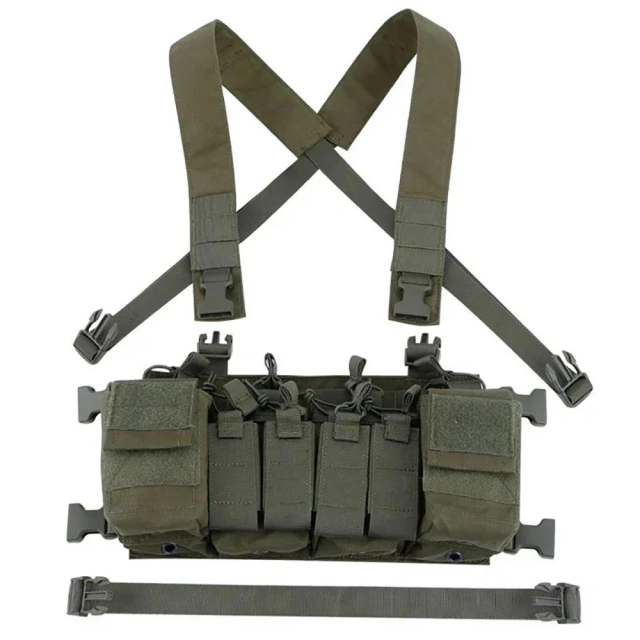 Customized Field Equipment Tactical Vest Detachable Tactical Chest Rig Good Quality Camouflage Tactical Vest Rig military Outdoor Chest Rig Tactical Vest for Training Camouflage  Hunting Molle Mag Pouches Tactical Chest Rig Bag