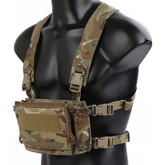 Tactical Micro Chest Vest Mini Style Tactical Chest Rig Multifunctional Camouflage Chest Rig for Unisex Outdoor Tactical Chest Rig Vest Camouflage Hunting Tactical Chest Rig With Magazine Pouch Tactical Camouflage Chest Rig