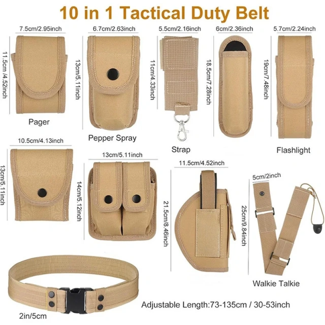 Outdoor Modular Equipment Security Utility Practical Tactical Belt with Components Pouches Bags Holster for Security Hunting   Adjustable Tactical multifunctional Wear-resistant Belt Heavy Duty Nylon Ratchet Automatic Buckle Adjustable Belt