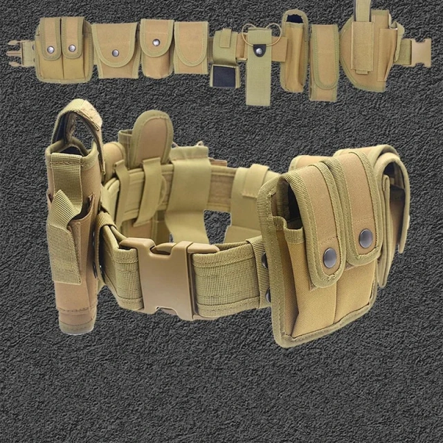 Outdoor Premium Multifunctional Tactical Training Belt Hunting Set Belts Inner Practical Training Waist Belt With Phone Tool Bag  Breathable Men's multifunctional Tactical Belt Heavy Duty Webbing Belts Adjustable Style Nylon Belts