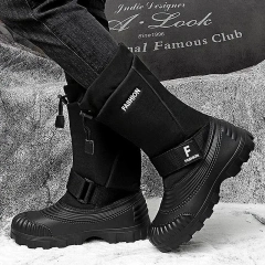 Wholesale Oxford Winter Tactical Men Boots Platform Waterproof Non-slip Warm Work Boots Outdoor Male Mid-calf Fishing Boot High Quality Men's Snow Boots Oxford Outdoor Waterproof Plush Warm Boots Fashion Unisex Tactical Plus Velvet Warm Shoes