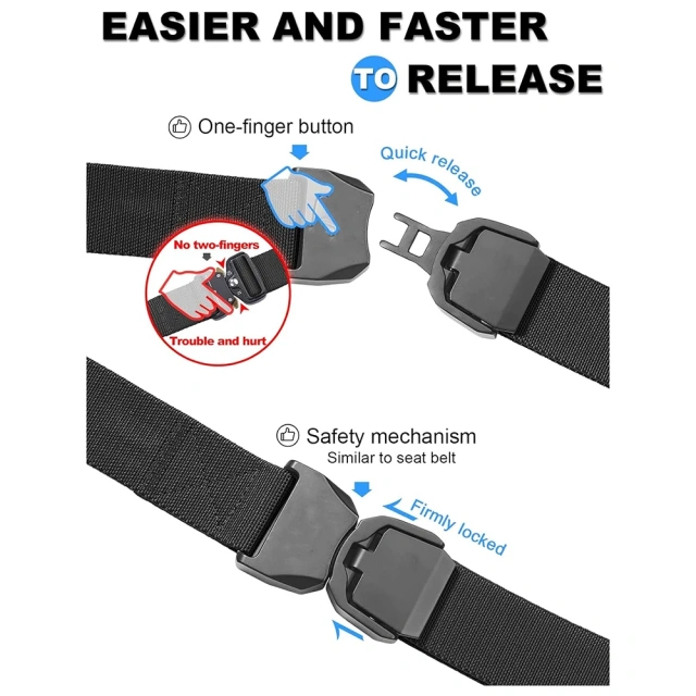 Durable High Quality Quick Release Tactical Belt Work Nylon Web Golf Belt with Heavy Duty Seat Belt Buckle  Lightweight Camping and Everyday Use Padded Patrol Belts Hunting Gadget Pouch Waist Bag Adjustable Outdoor Tactical Belt