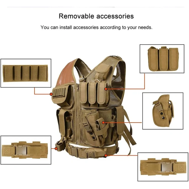 Customized Thickened Breathable Tactical Vest for Assault Outdoors Field Training Vest High Quality Tactical Equipment Vest  Training Weight Vest Fully Adjustable Wear-resistant Lightweight stab-proof Sports Training vest
