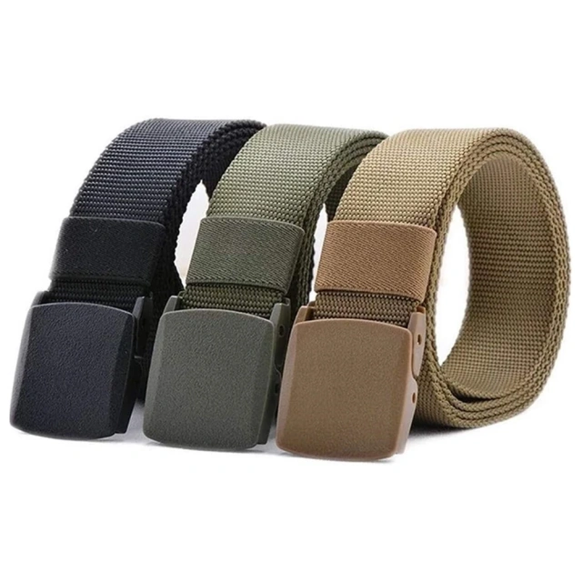 Wear-resistant Nylon Training Tactical Men Belt Webbing Canvas Outdoor Web Belt with Plastic Buckle Fits Pant  Fashionable Casual Durable Multifunctional Tactical Belt Duty Set Adjustable Nylon sport enthusiasts Security Hunting Belt