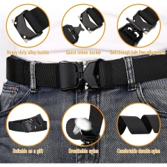 Wholesale Wear-resistant Tactical Belt Casual Men's Nylon Web Work Heavy Duty Quick Release Buckle Work Belt  Outdoor Premium Detachable Camping and Everyday Use Duty Belt Rig Kit Tactical Duty Belt Handcuff Case Radio Holder Belts