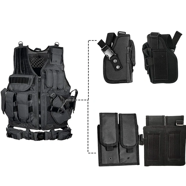 Wholesale Outdoor Good Quality Lightweight Training Tactical Vest Durable Training Vest Adjustable Tactical Vest for HuntingTraining Vest Hand for Outdoor Hunting outdoors Breathable Vest Adjustable durable security Training vest