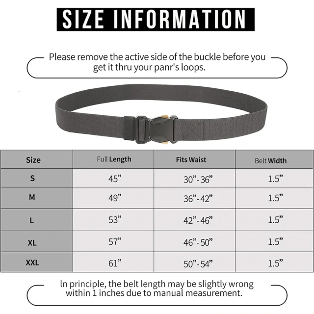 Wear-resistant Durable Hiking Hunting Pants Tactical Belt Stretch Nylon Web Quick Release Work Tactical Belt  Adjustable Training Tactical Belts Nylon Web Belt Wear-resistant Lightweight Heavy Duty Metal Buckle Tactical Belts