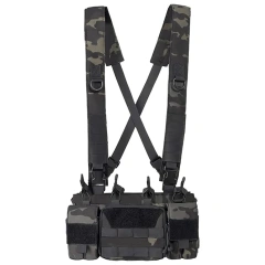 Tactical MOLLE Chest Rigs with Magazine Pouch Harness Tactical Chest Rigs for Hunting Tactical Plate Carrier Vest Tactical Chest Pouches Rig with Mag Pouch Tactical Vest for Chest Multifunctional Tactical Hunting Modular Rig Vest