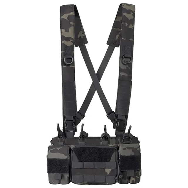 Tactical MOLLE Chest Rigs with Magazine Pouch Harness Tactical Chest Rigs for Hunting Tactical Plate Carrier Vest Tactical Chest Pouches Rig with Mag Pouch Tactical Vest for Chest Multifunctional Tactical Hunting Modular Rig Vest