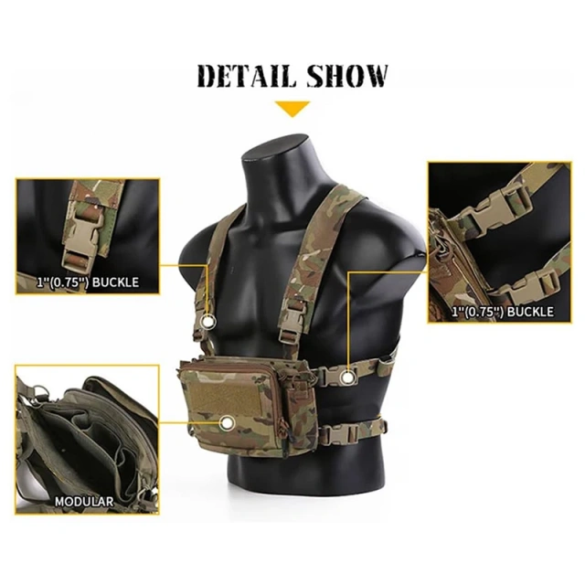 Good Quality Unisex Tactical Micro Chest Vest for Outdoor Mini Style Tactical Backpack Vest Tactical Molle Chest Rig Customized Outdoor Molle System Tactical Chest Rig High Quality Hunting Tactical Vest Gear Chest Rig for Hunting