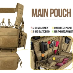 Tactical Equipment Chest Rig Adjustable Detachable Training Chest Rigs with Mag Pouch Camouflage Vest High Quality Tactical Gears Chest Rig Tactical Safety Vest Lightweight Elastic Camouflage Tactical Rig
