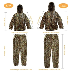 High Quality Outdoor Ghillie Suit Adult 3D Leafy Camouflage Clothing Camo Hunting Suit for Outdoor Game Ghillie Suit Outdoor Ghillie Suit Hunting Suits Pants 3D Leaf Camo Camouflage Coveralls Youth Adult Training Lightweight Clothes