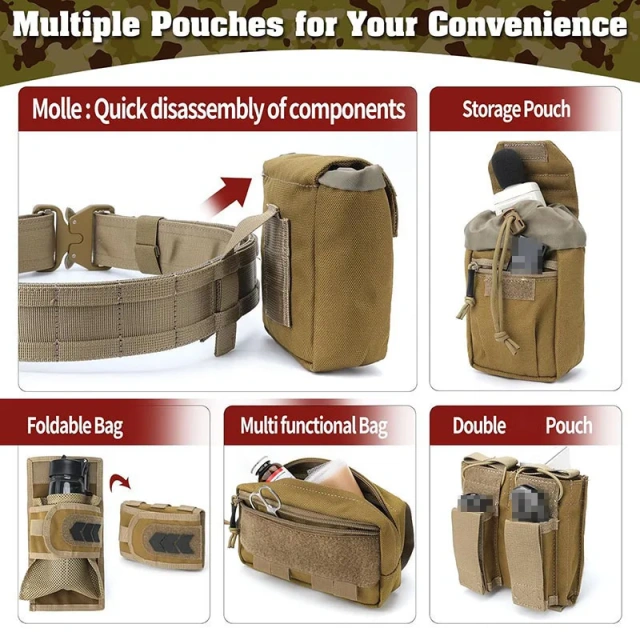 Modular Sport Enthusiasts High Density Material Quick Release Tactical Heavy Duty Belt High Density Material Tactical Belt  Wholesale Multifunctional Adjustable Modular Equipment Tactical Belt Adjustable Premium Duty Belt Quick-Release with Pouches