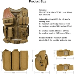 Customized Thickened Breathable Tactical Vest for Assault Outdoors Field Training Vest High Quality Tactical Equipment Vest  Training Weight Vest Fully Adjustable Wear-resistant Lightweight stab-proof Sports Training vest