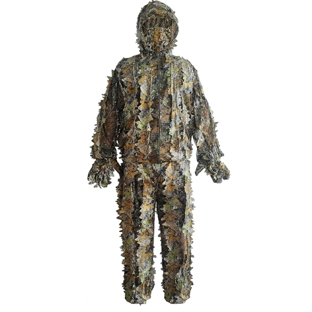 Premium Camouflage Lightweight Outdoor Game Training Adult 3D Leafy Camouflage Clothing Ghillie Suit Camo Suit for Hunting Outdoor Soft and Minimalist Camo Ghillie Suits 3D Leafy Hooded Hunting Simple and Minimalist Camouflage Ghillie Suits
