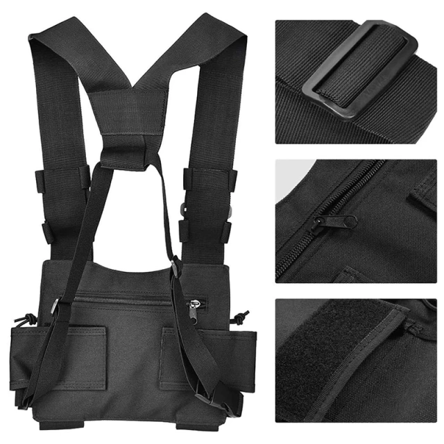 Nylon Tactical Vest Rig with Adjustable Shoulder Straps Tactical Hunting Chest Rig Utility Tactical Vest Chest Rig Wholesale Tactical Equipment Chest Rig High Quality Outdoor Tactical Chest Rig Multifunctional Pouches Tactical Vest