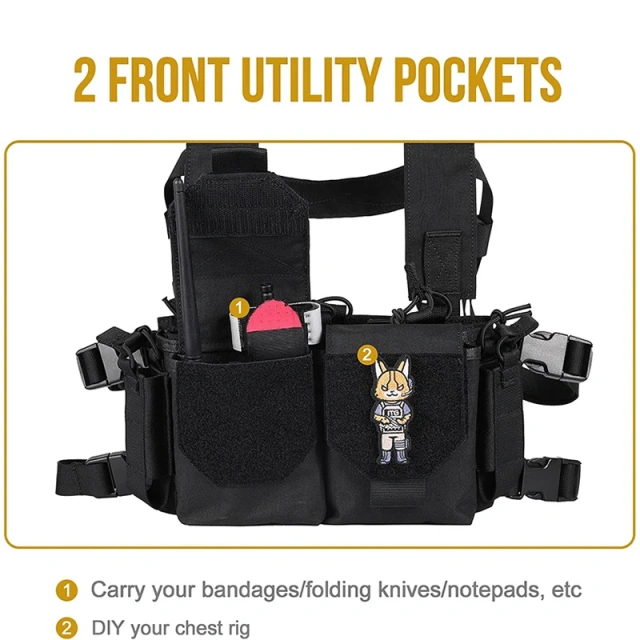 Custom Camouflage Equipment Tactical Vest Chest Rig Adjustable Detachable Training Molle Chest Rigs Tactical Chest Mini Rig Multifunctional Adjustable Tactical Vest with Mag Pouches Outdoor Tactical Chest Vest