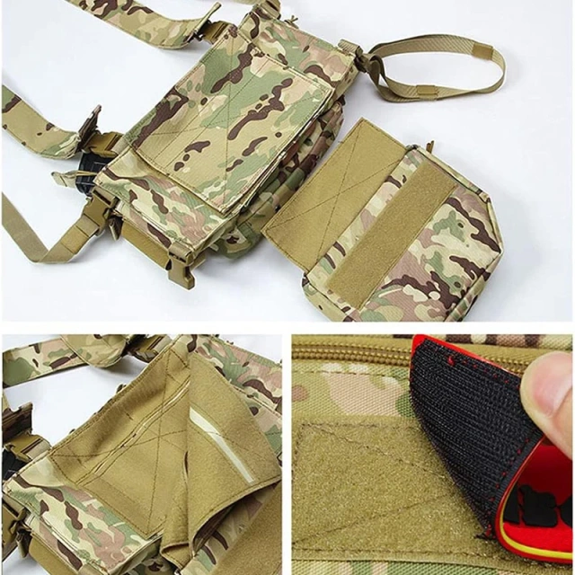 Outdoor Tactical Chest Rig Vest Camouflage Hunting Tactical Chest Rig With Magazine Pouch Tactical Camouflage Chest Rig Tactical Equipment Chest Rig Tactical MOLLE Micro Vest with Mag Pouch Adjustable Camo Harness Tactical Vest