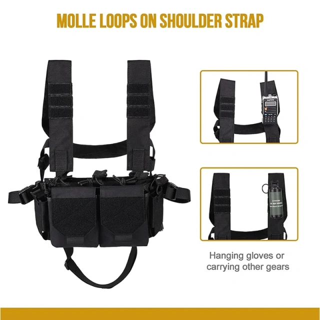 Custom Camouflage Equipment Tactical Vest Chest Rig Adjustable Detachable Training Molle Chest Rigs Tactical Chest Mini Rig Multifunctional Adjustable Tactical Vest with Mag Pouches Outdoor Tactical Chest Vest