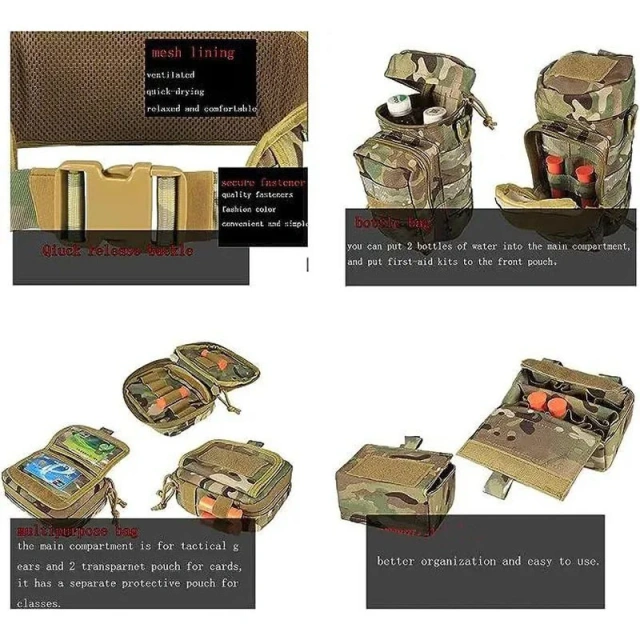 Outdoor Premium Training Mountaineering Outdoor Tactical Belt Duty Utility Belt Set Hunting Accessories Tactic Waist Belts  High Quality Men's Breathable Nylon Webbing Fully Adjustable Wear-resistant Casual Belt Strap Tactical Belt