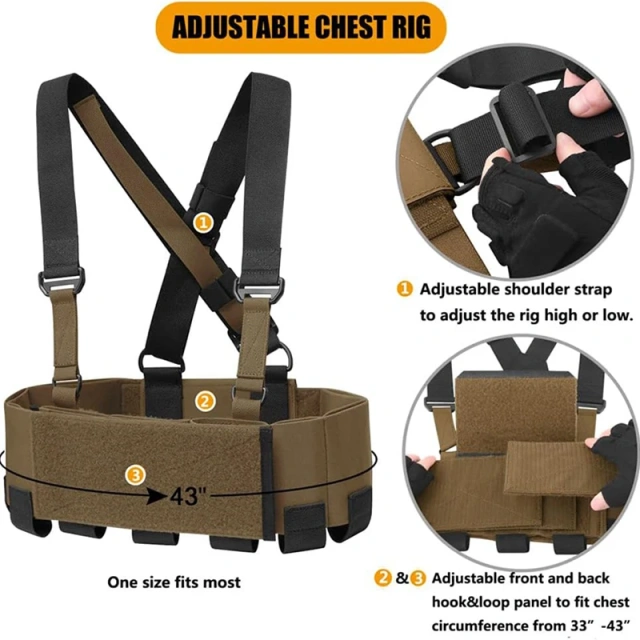 Multipurpose Tactical Chest Rig Elastic Tactical Chest Rig with Mag Pouch High Quality Tactical Chest Rig for Hunting Customized Outdoor Tactical Vest Rig High Quality Hunting Chest Rig Vest Tactical Chest Rig Pack Pouch