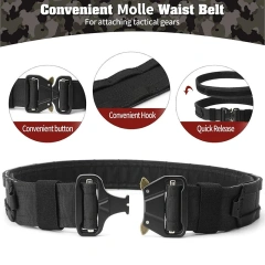 Adjustable Outdoor Quick Release Tactical Heavy Duty Belt Quick-release Buckle High Density Material Tactical Waist Belt  Premium Outdoor Hunting Gadget Pouch Waist Bag Adjustable Padded sport enthusiasts Duty Belts Tactical Utility with Holster