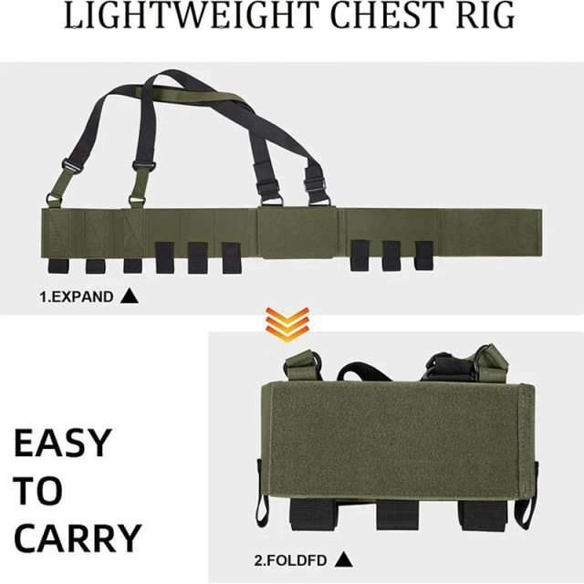 High Quality Tactical Gears Chest Rig Tactical Safety Vest Lightweight Elastic Camouflage Tactical Rig Tactical Equipment Chest Rig Adjustable Detachable Training Chest Rigs with Mag Pouch Camouflage Vest