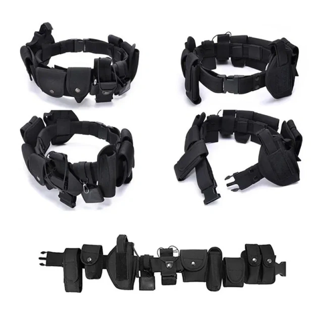 Premium Detachable Tactical Duty Security Belts Training Duty Security Multifunctional Utility Kit Duty Belt with Pouch Set  Adjustable Training Tactical Belt Utility Nylon Web Rigger Work Belt with Heavy Duty Quick-Release Buckle
