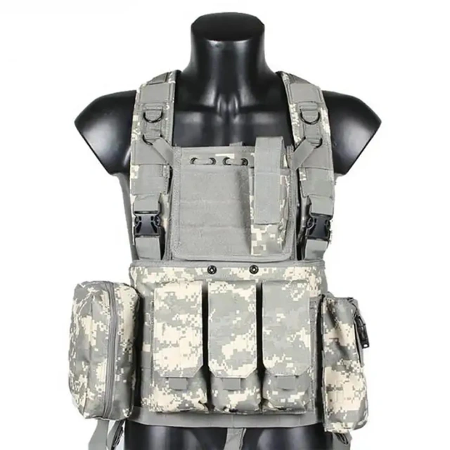 Good Quality Micro Tactical Chest Rig Multi-function Tactical Chest Rig Vest Outdoor Camouflage Harness Chest Rig  military Outdoor Tactical Vest Rig Pack Camouflage Tactical Chest Backpack Heavy Duty Tactical Rig for Chest