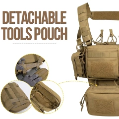 Tactical Equipment Chest Rig Adjustable Detachable Training Chest Rigs with Mag Pouch Camouflage Vest High Quality Tactical Gears Chest Rig Tactical Safety Vest Lightweight Elastic Camouflage Tactical Rig