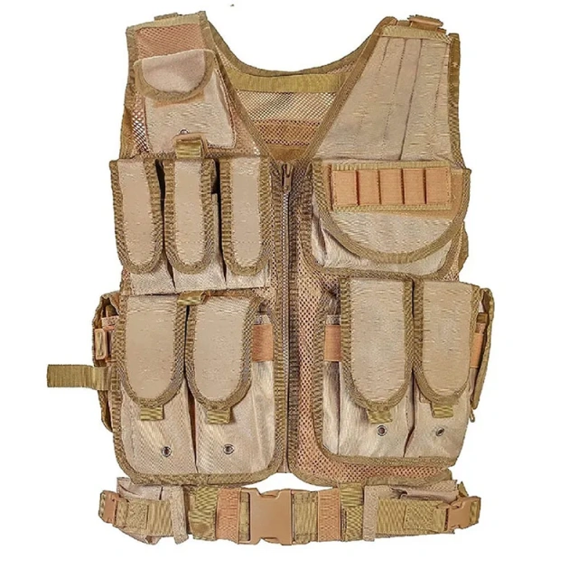 Adjustable 600D Encryption Polyester Camo Tactical Vest Outdoor Training Vest Lightweight Assault Vest for TrainingTraining Vest  Nylon Shooting Hunting Adjustable Training durable outdoors security Training vest